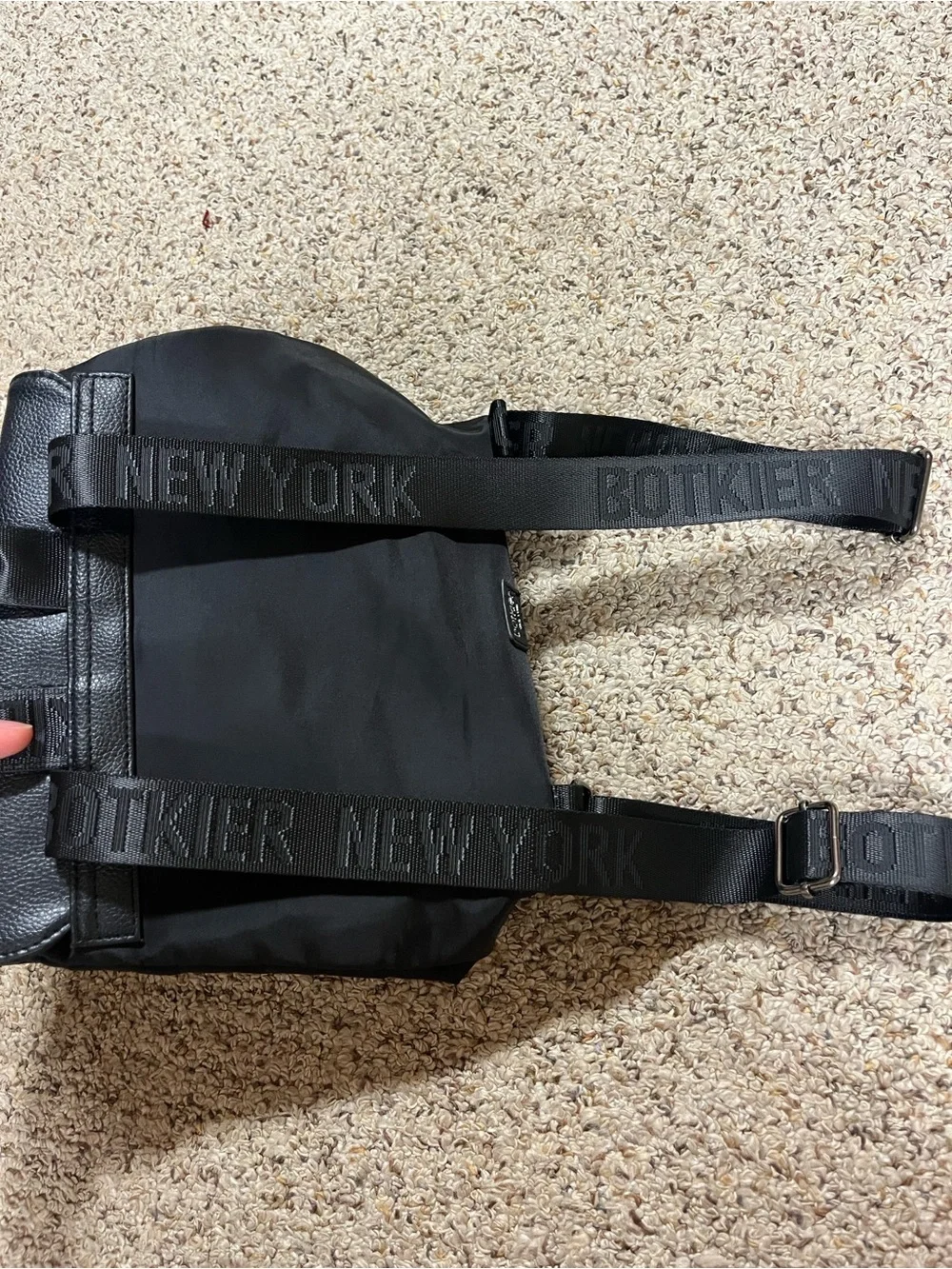 Botkier Black Leather-Flap Nylon Backpack